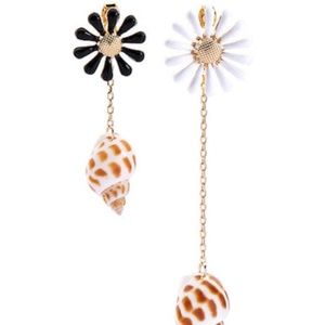 New!‎ Asymmetrical Flower Shell Drop Earrings